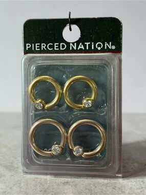 Gold & Rose Gold Toned 10 Gauge 316L Closed Captive Bead Hoops